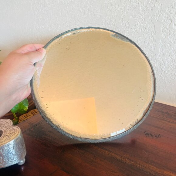 Antique Victorian Plateau Beveled Vanity Mirror Footed Patina 1900s Silver Plate - Picture 7 of 10